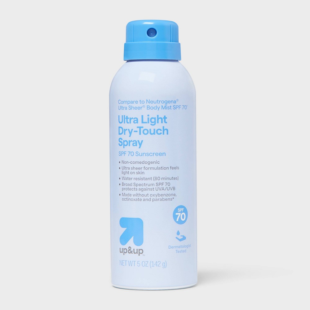 Photos - Sun Skin Care Ultra Sheer Body Mist Sunscreen Spray - SPF 70 - 5oz - up&up™: Scented, Whole Body, Homosalate