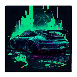 Stupell Industries Urban Sports Car Neon Graffiti Canvas Art, 36" x 36" - 1 of 4