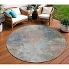 Copper And Navy Blue Abstract Washable Indoor Outdoor Area Rug - 2 of 4