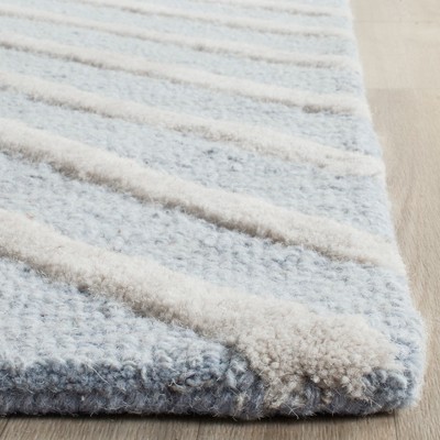 Light Blue and Ivory Hand-Tufted Wool Area Rug