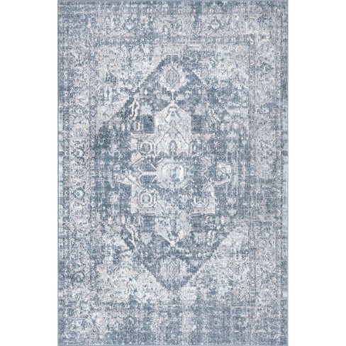 Nuloom 5x8 Justine Vintage Medallion Area Rug, Blue, Faded Persian ...