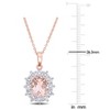 EVERLY JEWELRY | Rose Plated Sterling Silver 5.65 CT TGW Cubic Zirconia & Simulated Morganite Fashion Necklace with Chain, 16"+2 inc Ext. - 2 of 4