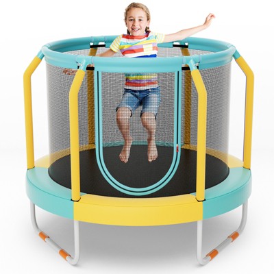 Infans 48" Mini Trampoline with Enclosure Heavy-duty Metal Frame U-shaped Legs Yellow