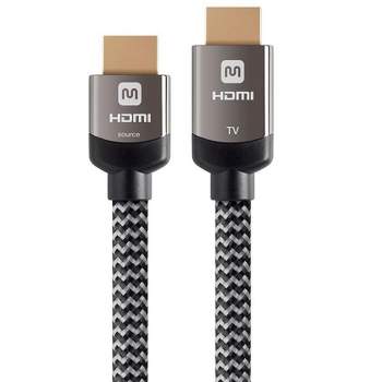 Monoprice Braided HDMI Cable - 20 Feet - Gray | High Speed, Active Chipset, 4K@60Hz 18Gbps, HDR, 28AWG, YUV, 4:4:4, CL3 - Luxe Series
