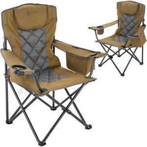Arrowhead Outdoor Portable Folding Camping Quad Chair w/ 6-Can Cooler, Heavy-Duty Carrying Bag, Supports up to 450lbs (Wrangler Brown) - 1 of 4