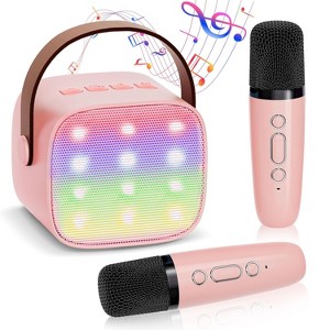 Swtroom Kids Karaoke Machine with 2 Wireless Microphones – Portable Bluetooth Speaker for Singing & Play – Gift for Girls & Boys Ages 3-12 (Pink) - 1 of 4