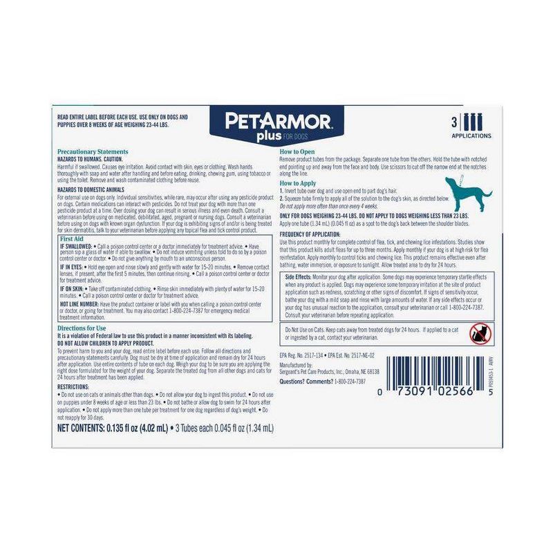 PetArmor Plus Flea and Tick Topical Treatment for Dogs - 3 Month Supply, 3 of 10