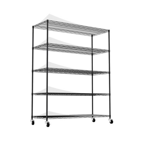 5 Tier Storage Rack Metal Shelf Wire Shelving Unit Heavy Duty Adjustable Storage Rack With Wheels Shelf Liners Target