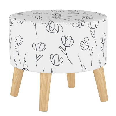 Round Ottoman with Splayed Legs Contoured Tulips White - Skyline Furniture