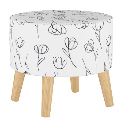 Round Ottoman with Splayed Legs Contoured Tulips White - Skyline Furniture