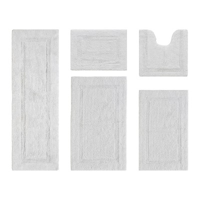 Lux Premium 100% Cotton Tufted Solid Reversible 5 PC Bath Rug Set – Ultra-Soft, Water-Absorbent, Durable, Machine Washable Bathroom Rug