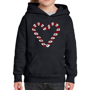 LA Pop Art Candy Canes - Girl's Word Art Hooded Sweatshirt - 1 of 4