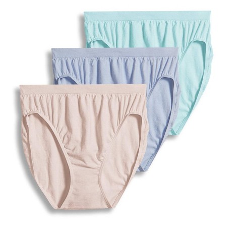 Jockey Women's Comfies Cotton French Cut - 3 Pack 8 Teal  Blue/Periwinkle/Peach Rose