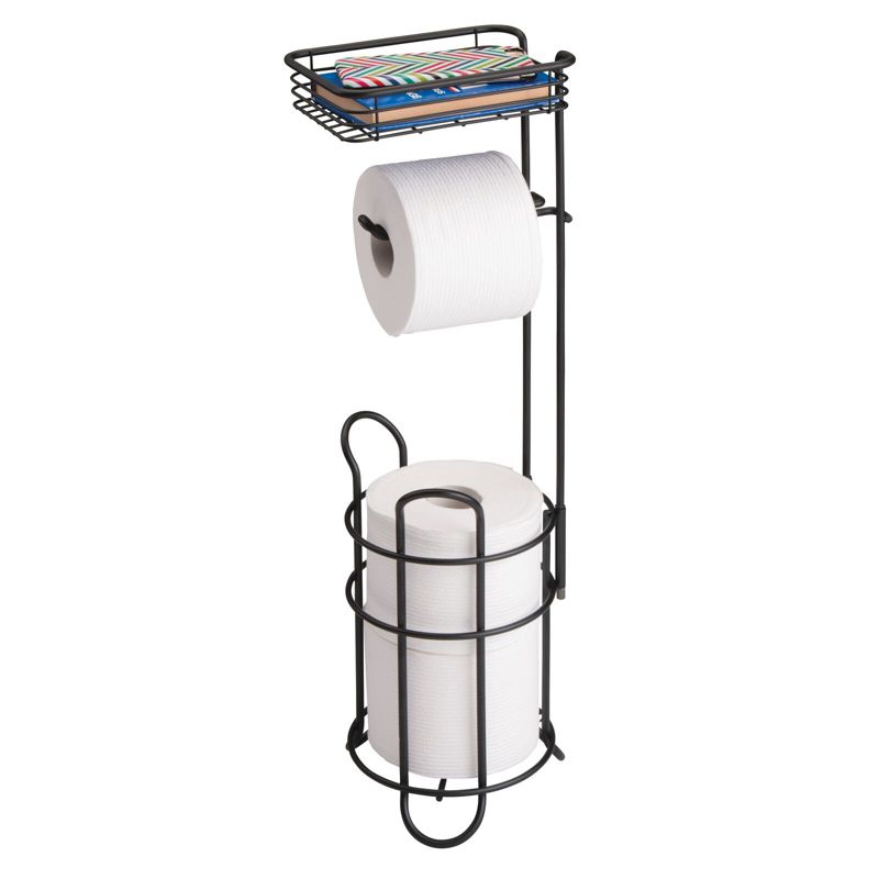 mDesign Steel Free Standing Toilet Paper Holder Stand and Dispenser, 1 of 6