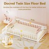 DoCred Toddler Floor Bed for Kids, Wood Floor Bed w/Slats & Fence for Girls and Boys, Montessori Bed Frame - 2 of 4