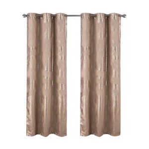 RT Designers Collection Hailey Halo Foil Blackout Polyester Grommet 2 Pack Window Curtain Panel Set 36" x 84" Taupe - 1 of 4