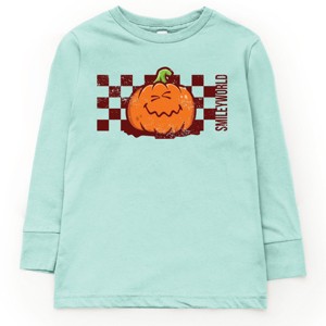 The Juniper Shop SmileyWorld Pumpkin Face Checkered Youth Long Sleeve Tee - 1 of 4