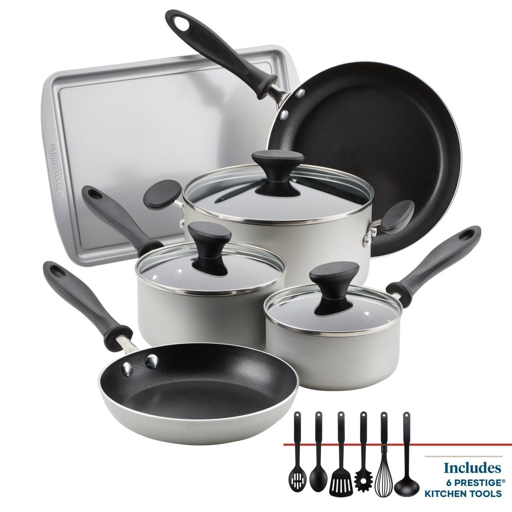 Farberware Reliance 15pc Aluminum Nonstick Cookware Set with Prestige Tools Silver