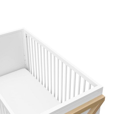 White and Driftwood 3-in-1 Convertible Baby Crib with Adjustable Mattress Support