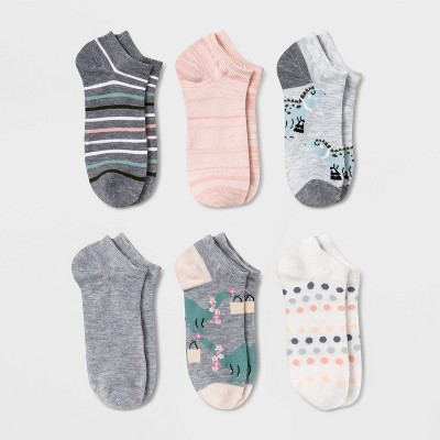 Women's Darling Dinosaurs 6pk Low Cut Socks - Xhilaration™ Heather Gray 4-10
