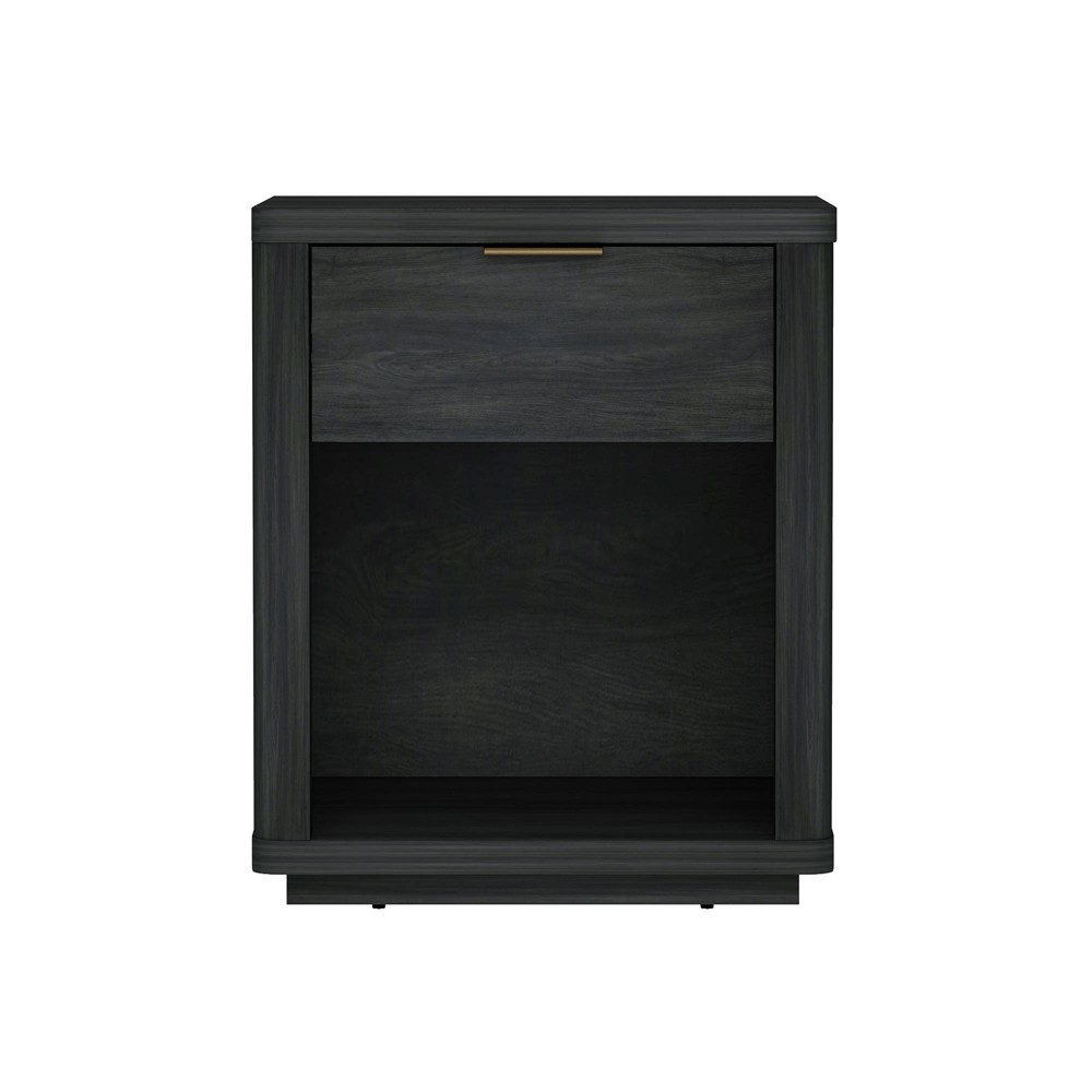 Manhattan Comfort Evelyn 20" 1 Drawer Nightstand Charcoal Gray
