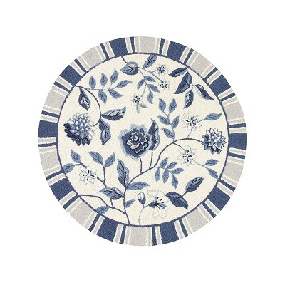 3' Round Hooked Floral Accent Rug Blue - C&F Home