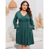 Coolmee Women's Plus Size Mini Dress Long Sleeve Wrap V Neck A Line Short Dress with Pockets - 2 of 4