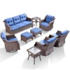Buenhomino 9PCS Patio Furniture Set, Outdoor Wicker Sofa with Swivel Rocking Chairs Set of 4, Ottomans,Thick Cushions,Rattan Conversation Set - 2 of 4