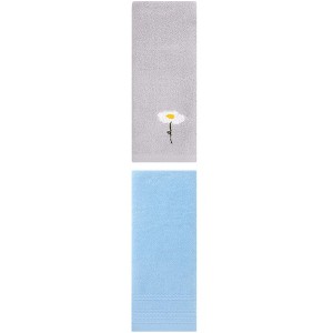 REGALWOVEN Bathroom Soft Absorbent Hand Towel 14" x 30"/13" x 30" 2 Pcs - 1 of 4