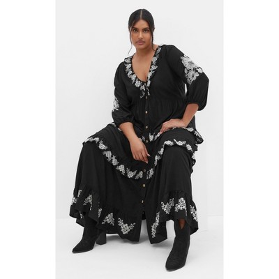 Women's Plus Size Boheme Maxi Dress - black | CITY CHIC