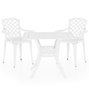 vidaXL Bistro Set Patio Table and Chair Bistro Table Outdoor Cast Aluminum - White 2 Items - 1 of 4