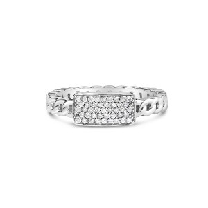 Silver 1/5 Cttw Diamond ID and Cuban Link Band Ring - 1 of 4