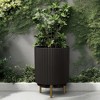 FURNIinspire Planters, Round Flower Pot with Stand, Modern Plant Pots for Office Living Room or Garden Balcony, Black, 16"*14.8"*20.3" - 2 of 4