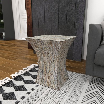 Pearl Inlay Hourglass Accent Table 15"x19" - Multicolor
