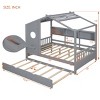 Wooden Kids House Bed With Sturdy Pinewood Frame, Modern Design for Child Play & Sleep with Storage and Trundle-Maison Boucle - 4 of 4