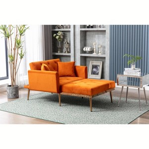 CAINAS 3-in-1 Convertible Accent Chair Bed with Adjustable Back&2 Pillows,Luxury Velvet Armchair Chaise Lounge for Living Room&Bedroom - 1 of 4