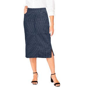 Jessica London Women's Plus Size Comfort Waist Stretch Denim Midi Skirt - 1 of 4