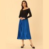 Allegra K Women's Vintage High Elastic Waist Velvet Pleated Flowy Swing Midi Skirt - 3 of 4