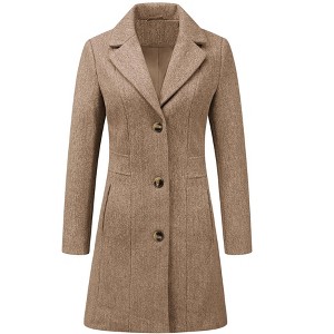 INSPIRE CHIC Women's Single Breasted Notched Lapel Long Winter Coats - 1 of 4