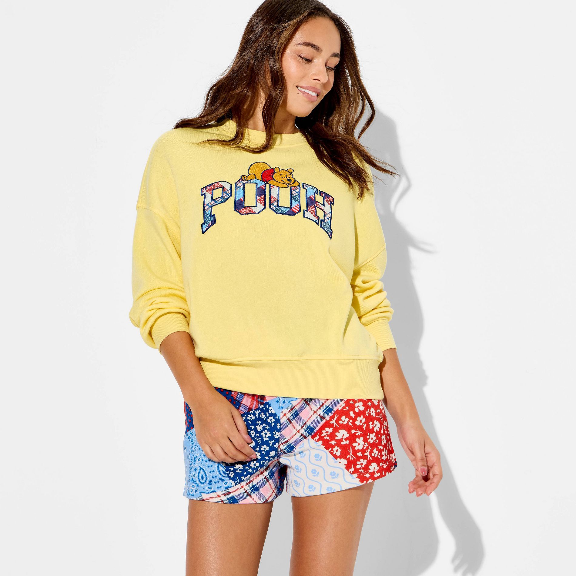 Women's Winnie The Pooh Fleece Graphic Pullover Sweatshirt - Light Yellow