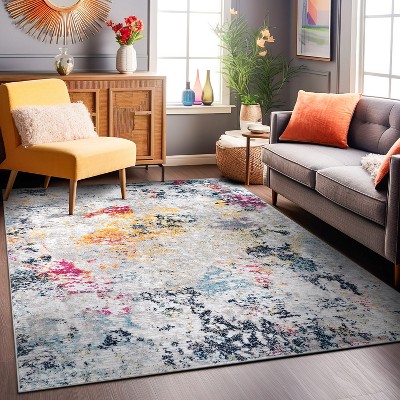 Modern Abstract Multicolor Synthetic 5' x 7' Area Rug