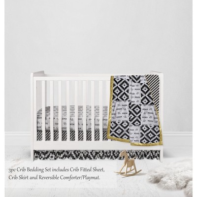 Bacati - Love Black Gold 3 pc Crib Bedding Set