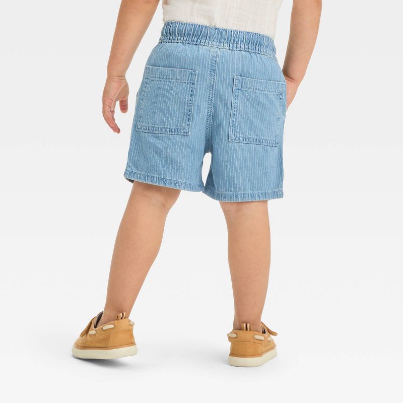 Toddler Boys' Pull On Railroad Striped Above Knee Jean Shorts - Cat & Jack™ Blue, 2 of 4