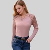 Anna-Kaci Women's Lace Raglan Sleeve Top with Sheer Floral Shoulder Detail - 4 of 4