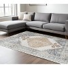 Gray And Gold Floral Medallion Distressed Washable Area Rug - 2 of 3