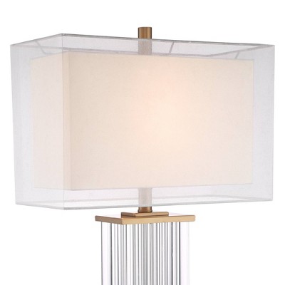 Vienna 29" Tall Clear Crystal Glass Table Lamp with Double White Shade