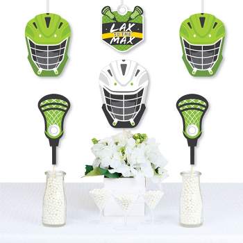 Big Dot of Happiness Lax to the Max Lacrosse Helmet, Stick, and Shield Decorations DIY Party Essentials Set of 20