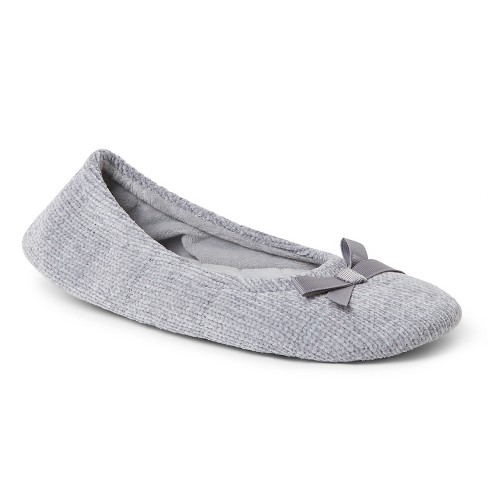 Dearfoams Womens Layla Chenille Ballerina Slipper Genuine Suede Outsole -  Sleet Size S : Target