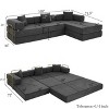 L Shaped Convertible Sleeper Sofa Bed Boneless Floor Sofabed , 7-in-1 DIY Combination Corduroy Folding Mattress Couch w/ Fixed-Shape Frame - 4 of 4