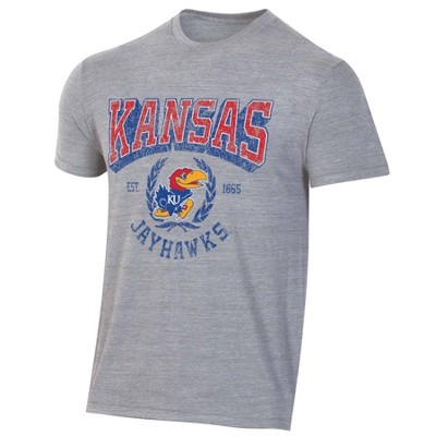 Kansas Jayhawks Block Triblend T-Shirt - Oatmeal Cream White